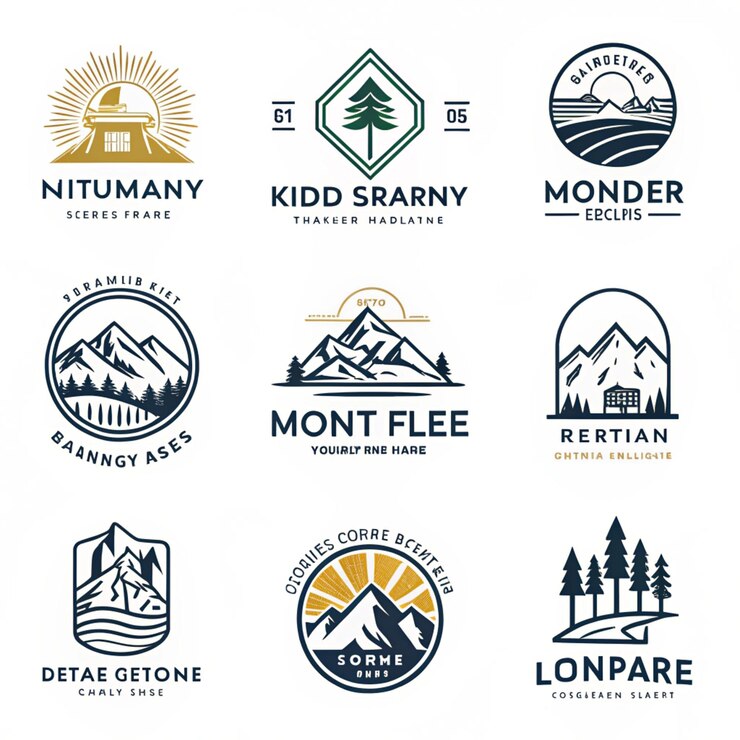 PSD zestaw vector adventure mountain outdoor vintage logo symbol ilustracja projekt vintage wiązka dziennika