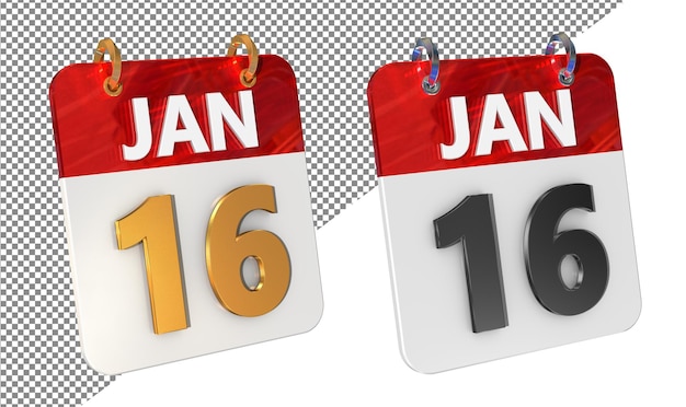 Zestiende 16 januari Datum 3D Icon Isolated Gold amp Glossy 3D Rendering