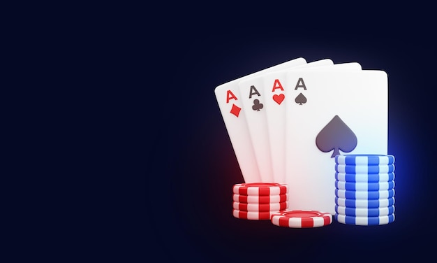 Żetony do pokera z kartą do gry 3D Casino Design z boczną przestrzenią