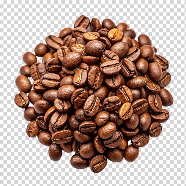 PSD ziarna kawy ułożone w powtarzający się wzór na przezroczystym tle