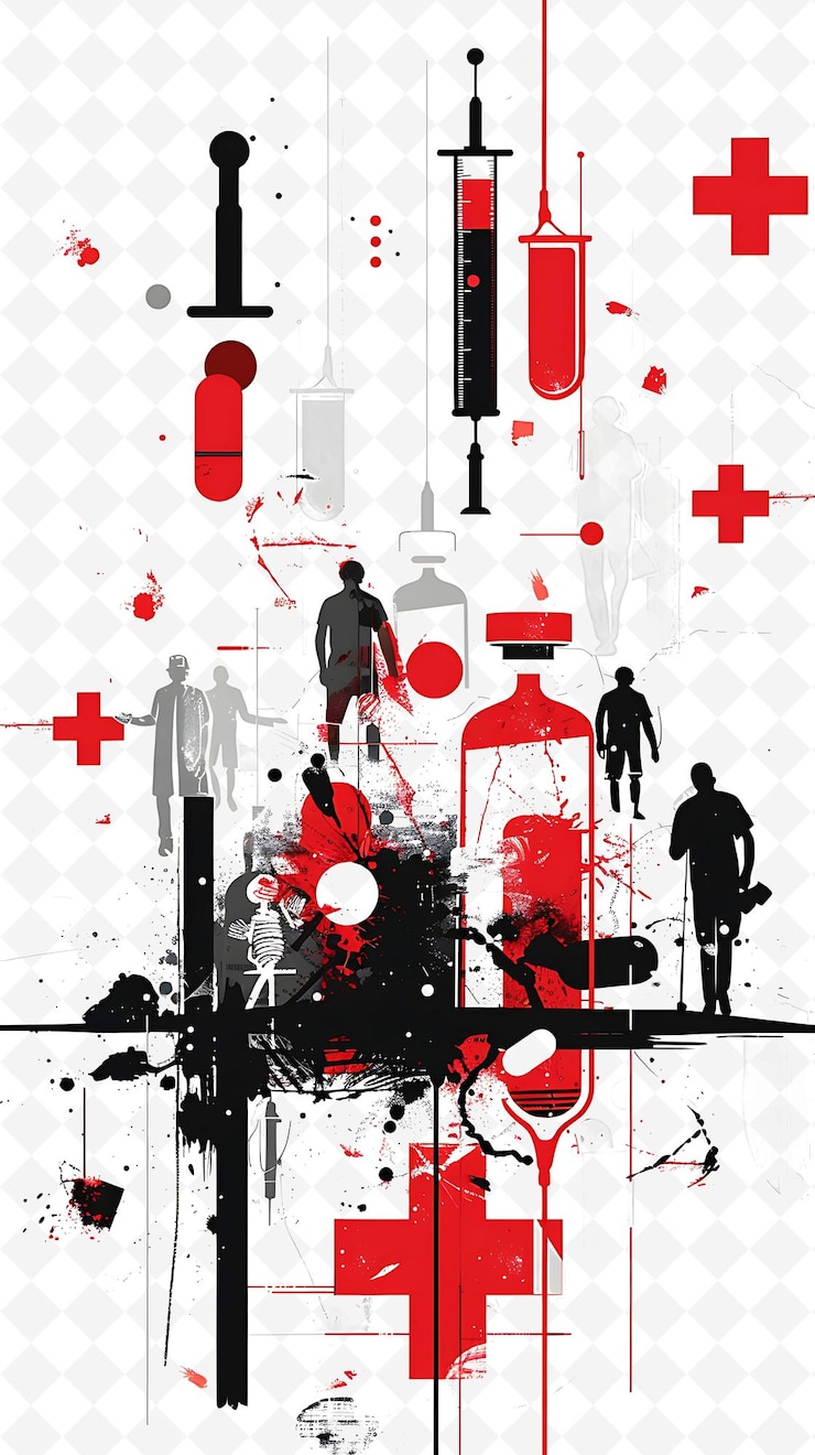 PSD ziekenhuis of gezondheidszorgfaciliteit met medische professionals p platte illustratie posterontwerp