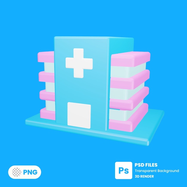 Ziekenhuis pictogram 3d illustratie weergave Premium Psd