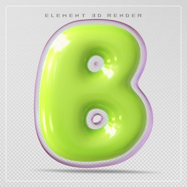 Zielona Litera Alfabetu B Czcionka 3d Renderowanie