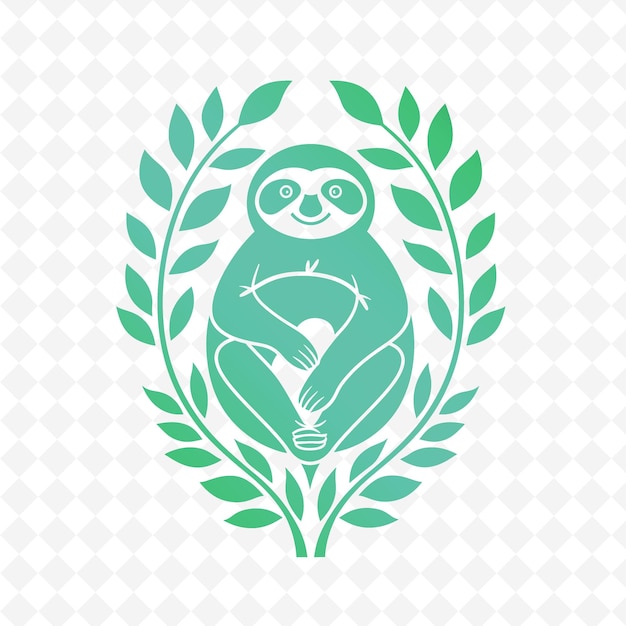 PSD zielona panda z zielonym tłem z zieloną gałęzią i białym tłem