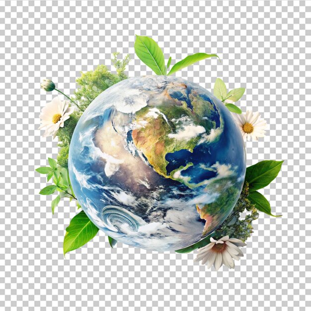 PSD zielona planeta ziemia na przezroczystym tle