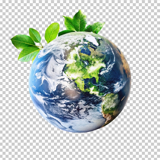 PSD zielona planeta ziemia na przezroczystym tle