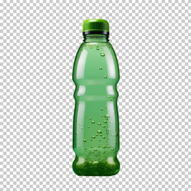 PSD zielona plastikowa butelka izolowana na przezroczystym tle