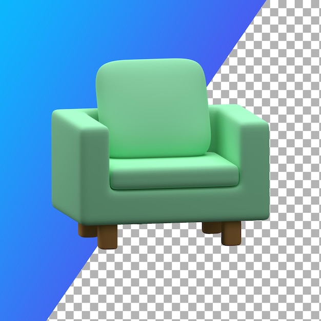 Zielona Pojedyncza Sofa 3d