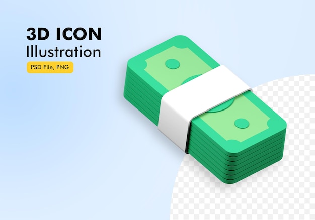 zielona ułożona ikona ilustracja 3d pieniędzy
