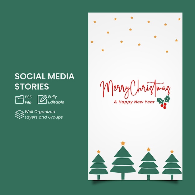 Zielone Boże Narodzenie Instagram Story Post Banner Szablon Projektowanie Edytowalny Plik Psd
