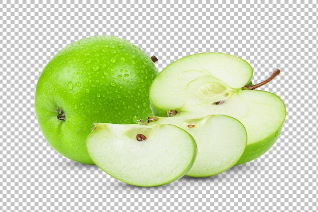 Zielone jabłko izolowane na warstwie alfa