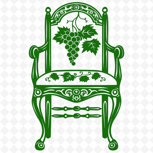 PSD zielone krzesło z winogronami na jego szczycie