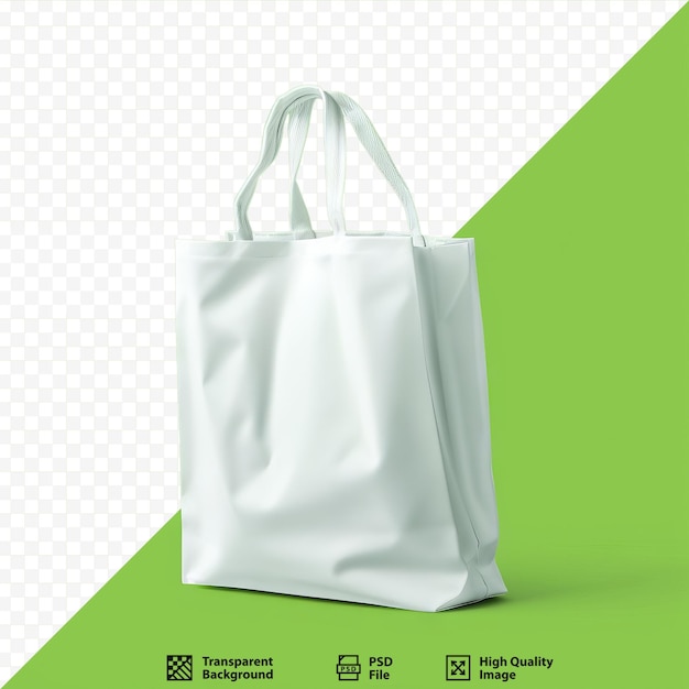 PSD zielone, odizolowane tło ogranicz ponowne użycie poddaj recyklingowi przyjazna dla środowiska biała torba worek z włókniny polipropylenowej torba na zakupy wielokrotnego użytku torba na prezenty