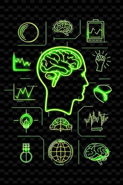 PSD zielone światło mózgu jest pokazane na czarnym tle