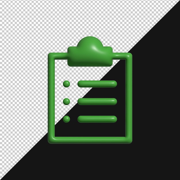 Zielony 3D render tablicy z listą kontrolną