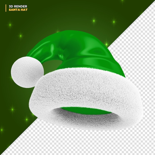 Zielony Boże Narodzenie Santa Hat Globe 3d Render Na Białym Tle