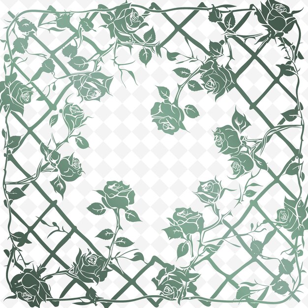 PSD zielony i biały kwiatowy wzór z różami i liśćmi