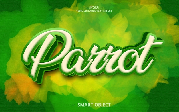 PSD zielony kolor papugi najlepiej edytowalny kolorowy efekt tekstowy 3d