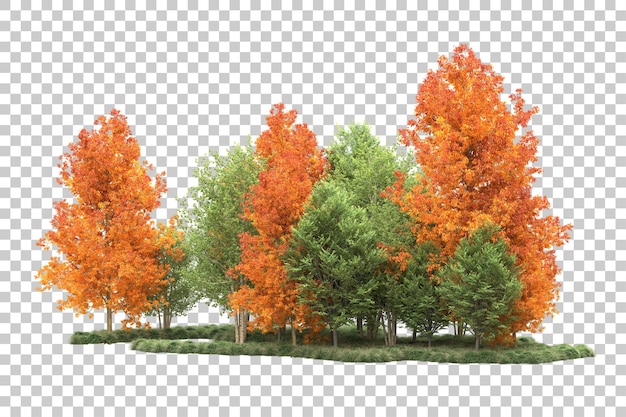 Zielony krajobraz izolowany na przezroczystym tle ilustracja renderingu 3D