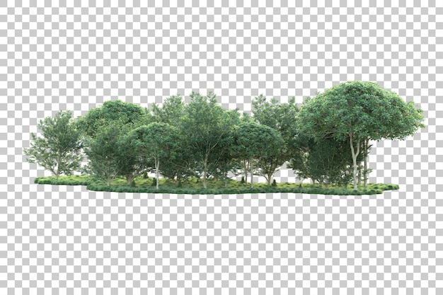 Zielony krajobraz izolowany na przezroczystym tle ilustracja renderingu 3D