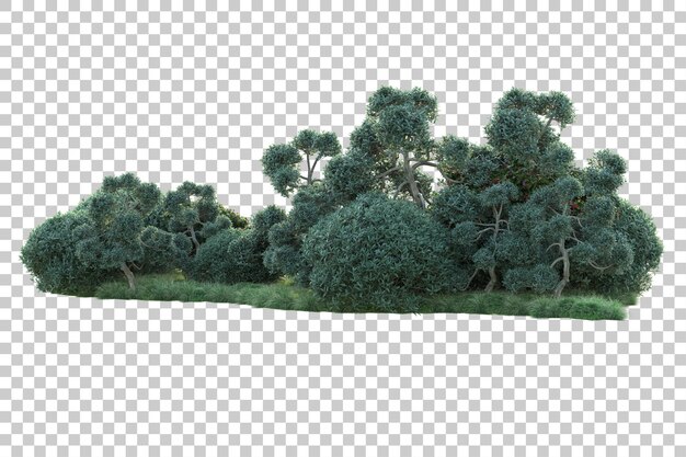 Zielony krajobraz izolowany na przezroczystym tle ilustracji renderowania 3D