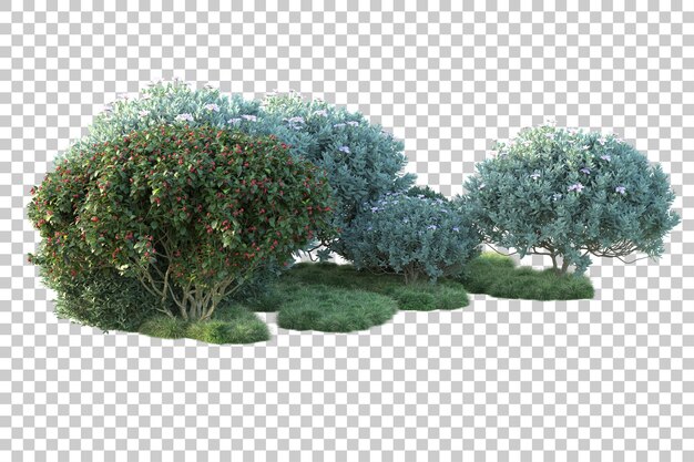 Zielony krajobraz izolowany na przezroczystym tle ilustracji renderowania 3D
