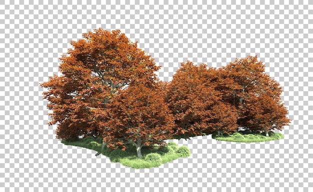 PSD zielony las odizolowany na tle ilustracja renderingu 3d