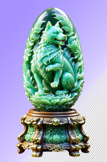 PSD zielony posąg smoka z smokiem na nim