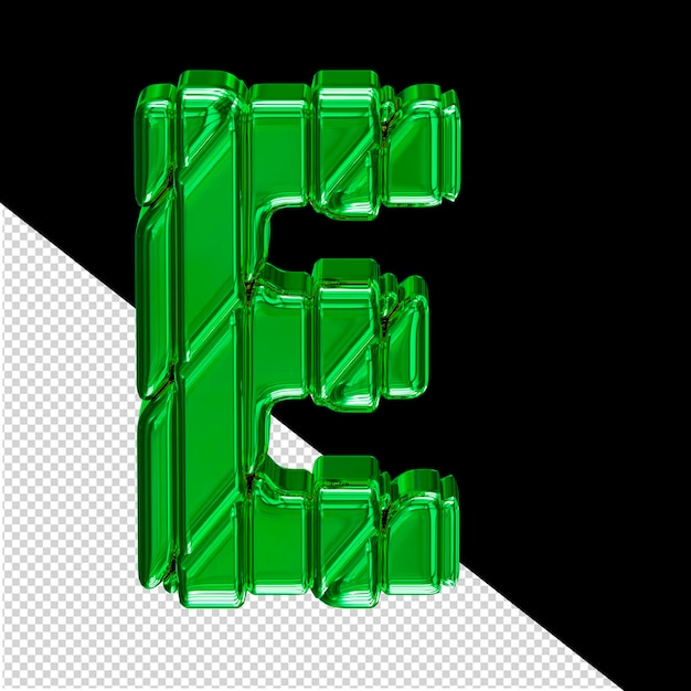 PSD zielony symbol 3d w ramce litery e