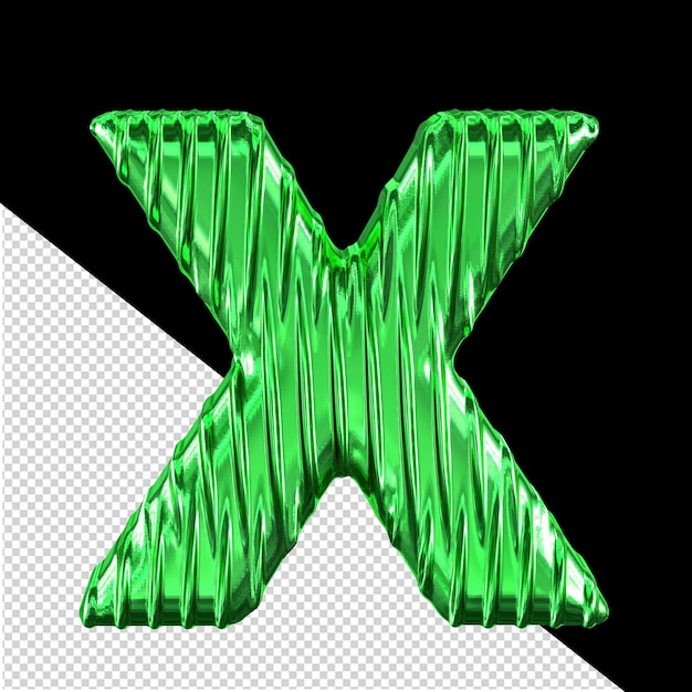 PSD zielony symbol 3d z pionowymi żebrami litera x