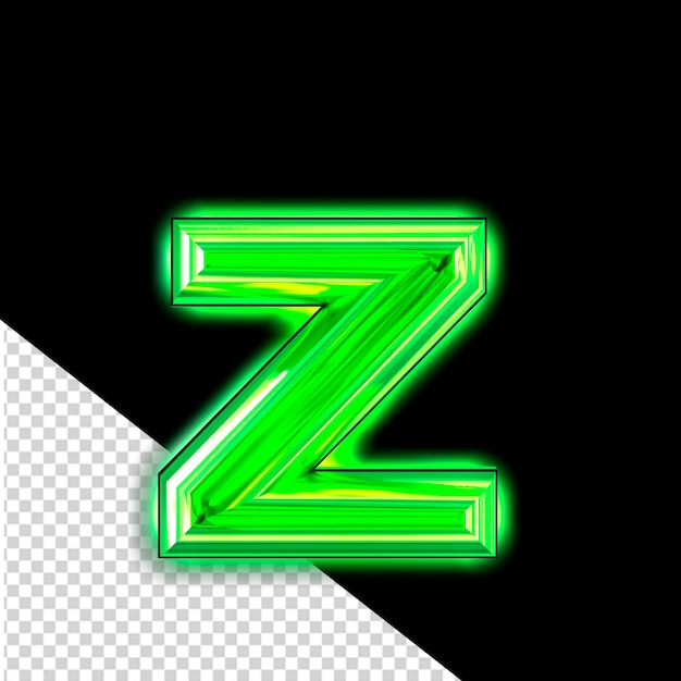 Zielony symbol z świecącą literą z