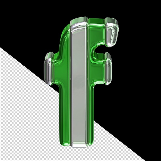 Zielony Symbol Ze Srebrnymi Pionowymi Cienkimi Paskami Litera F