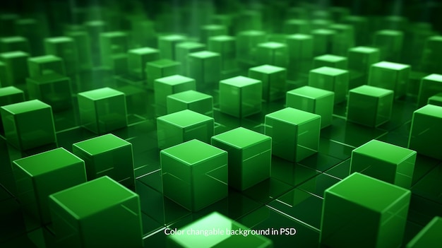 PSD zielony tło 3d cube psd