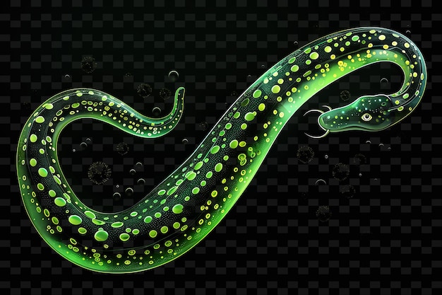 PSD zielony wąż z żółtymi plamami na plecach i zielonym świecącym tle