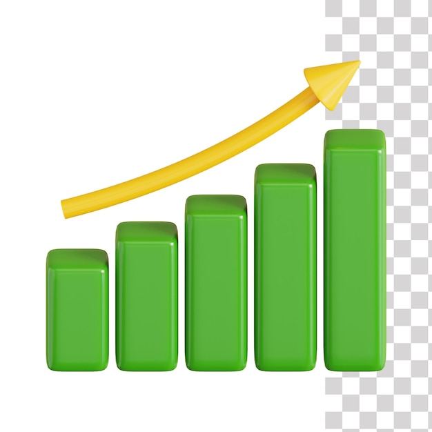 PSD zielony wykres słupkowy z żółtą strzałką