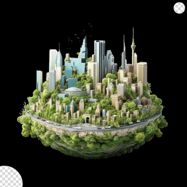 PSD ziemia tworząca linię horyzontu miasta z zdrowymi elementami życiowymi reprezentującymi globalny dobrobyt miejski png przejrzyste