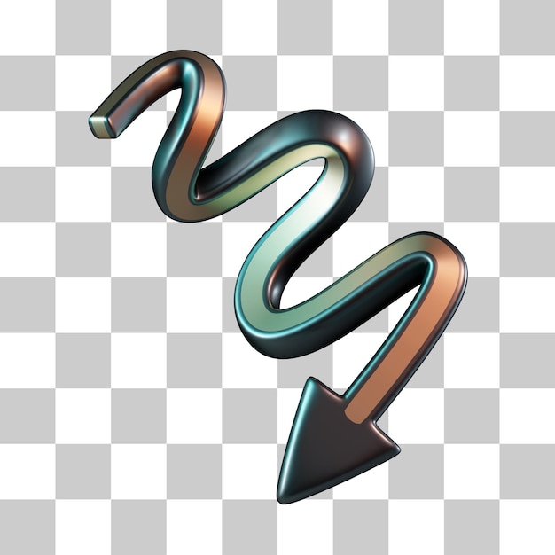 Zigzag Down Arrow 3D Icon