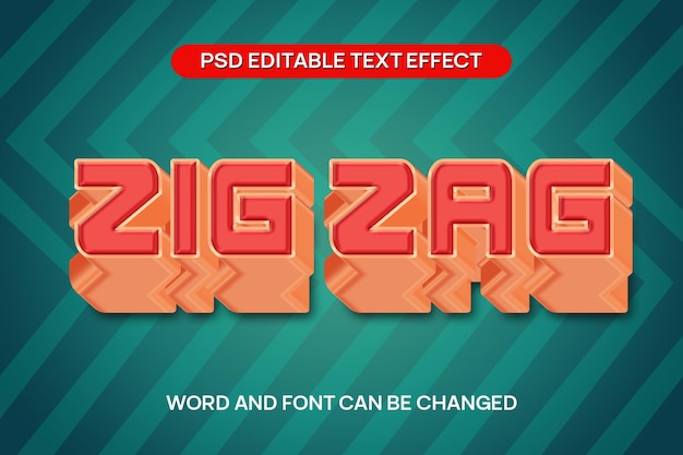 PSD zigzag text effect 3d psd