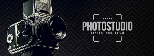 Zijaanzicht van de camera voor fotostudio