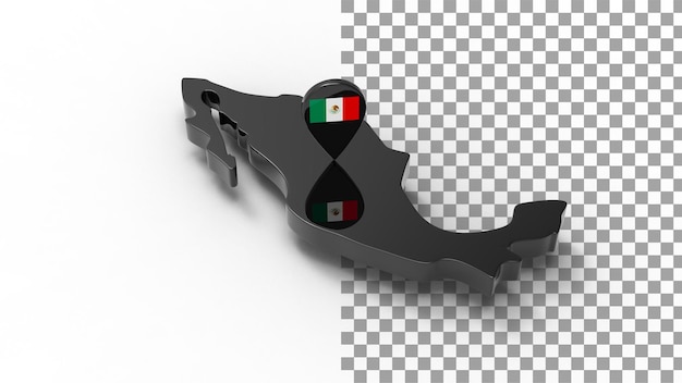 PSD zijaanzicht van de kaart van mexico 3d render