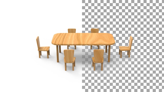 PSD zijaanzicht van eettafel 3d render