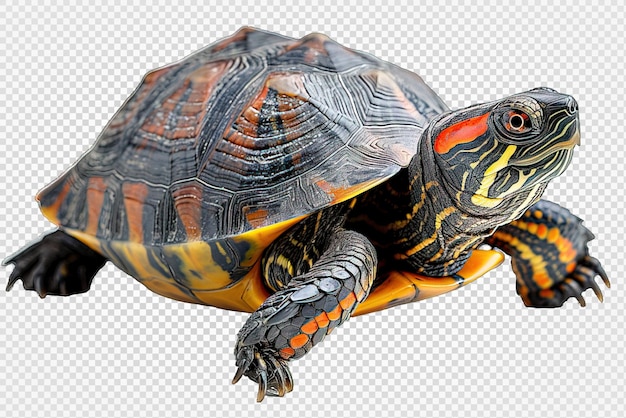 Zijbeeld van een schildpad geïsoleerd op een doorzichtige achtergrond generatieve ai