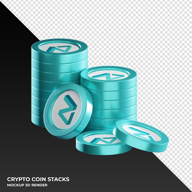 La moneta zilliqa zil impila l'illustrazione del rendering 3d della criptovaluta