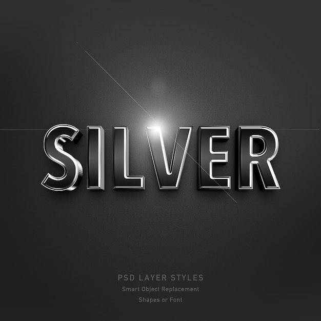 Zilver 3d-stijleffect psd-vormen of lettertype