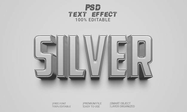 Zilver 3d-teksteffect psd-bestand