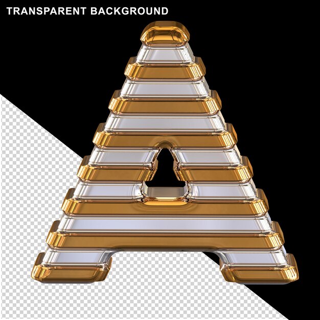 PSD zilver met dunne gouden horizontale banden hoofdletter a