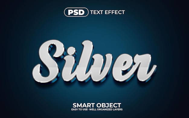 Zilveren 3d bewerkbare teksteffectstijl