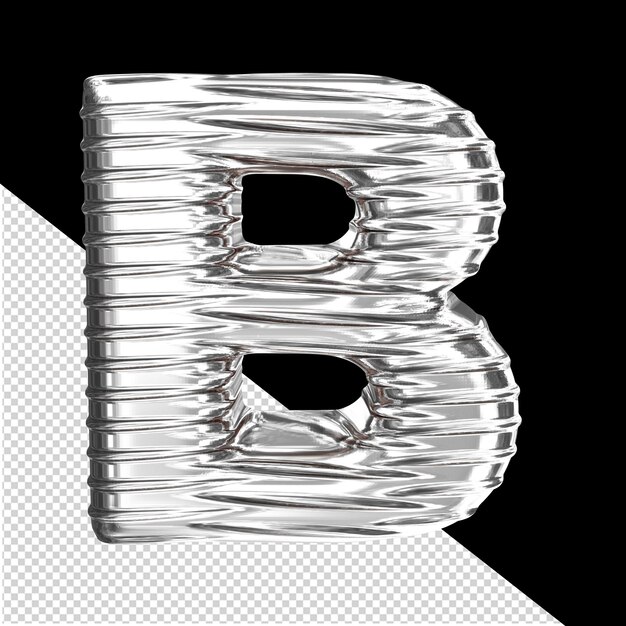 PSD zilveren 3d-symbool met geribde horizontale letter b