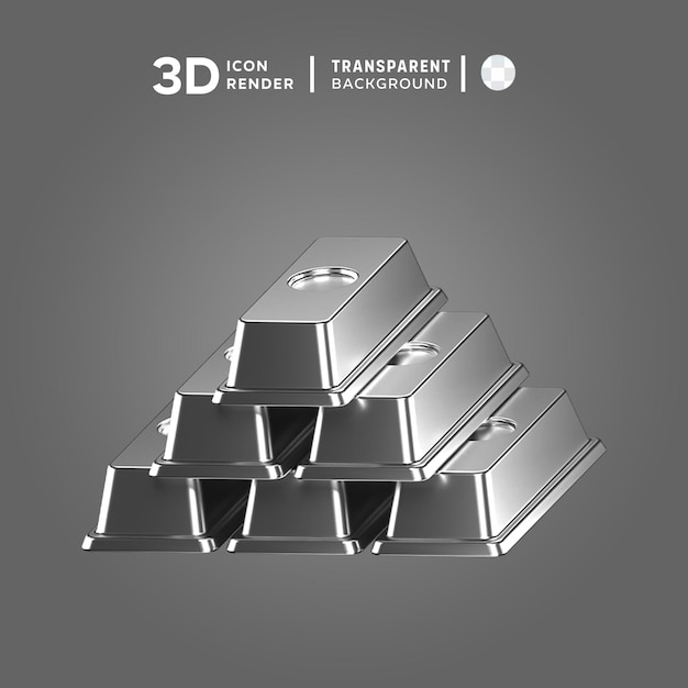 PSD zilveren balk 3d-illustratie rendering 3d-icoon gekleurd geïsoleerd