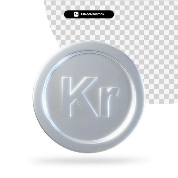 Zilveren kroon munt 3d-rendering geïsoleerd